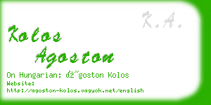 kolos agoston business card